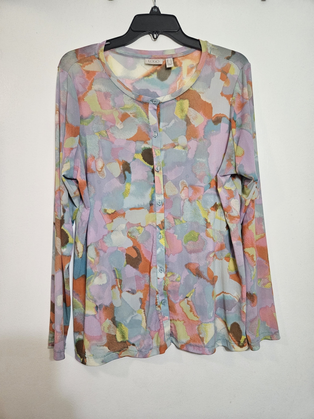 Multicolor Abstract Printed Mesh Cardigan - Size: L